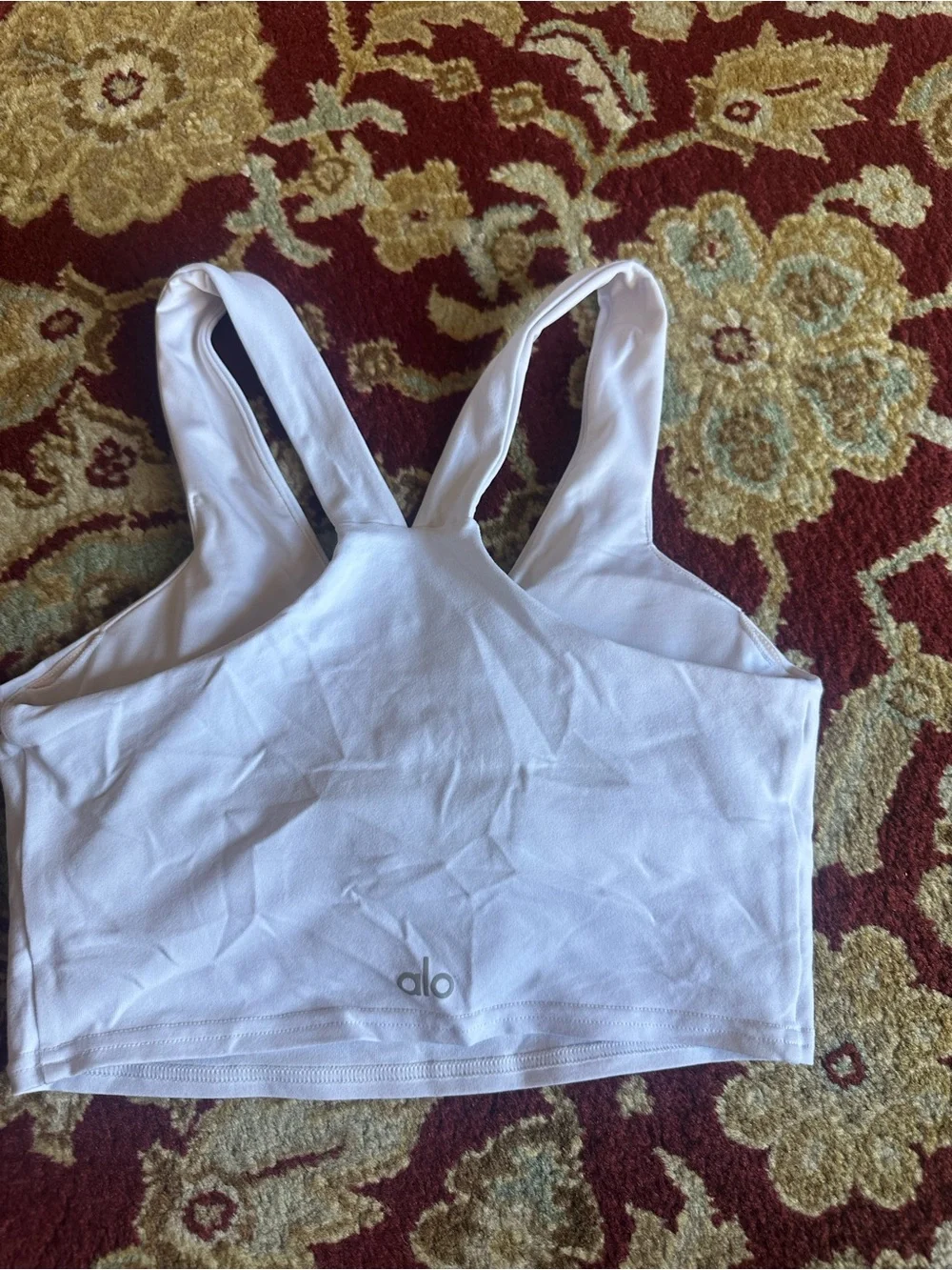 ALO Yoga White V-Neck Supportive Sports Bra